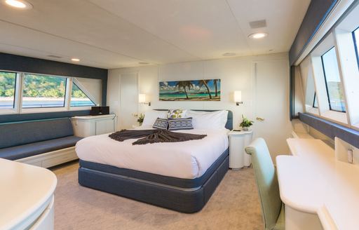 master suite on board motor yacht ‘Sea Falcon’  