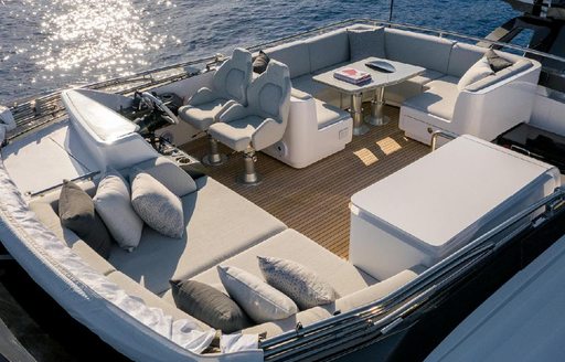 Flybridge onboard MY Never Give Up