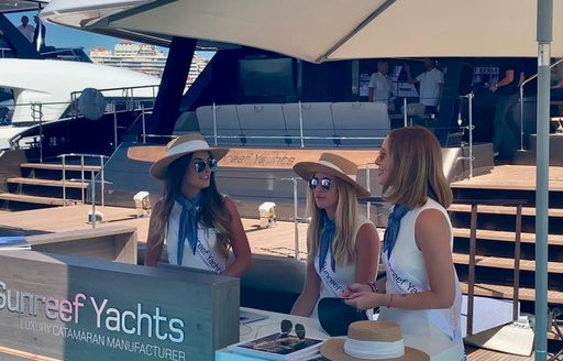 Women representing the shipyard at Cannes Yachting Festival 2019