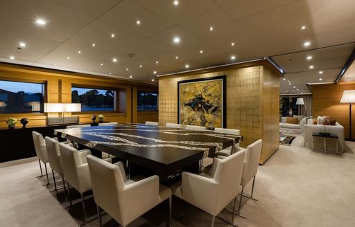 Formal dining area on board charter yacht PERSEFONI I