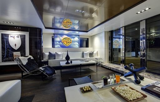 luxury yacht HIGHLANDER's media room