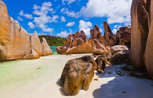 unusual rock formations on Anse Source d'Argent, La Digue, Seychelles
