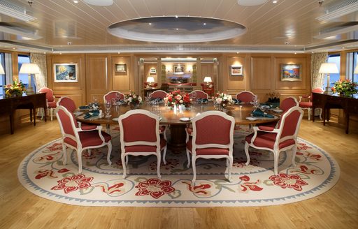 grand country manor dining table on board charter yacht ‘Northern Star’ 