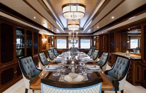 Formal dining onboard MY Titania