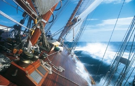 sailing yacht ELEONORA cuts through the water on a regatta charter