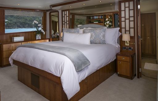 elegant master suite on board superyacht 'Chasing Daylight'