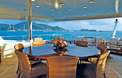 Dining table on a luxury yacht