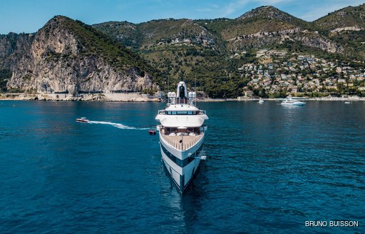 Lady S superyacht head-on in the Mediterranean