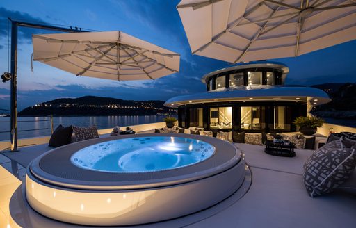 beautiful views and jacuzzi onboard superyacht charter Benetti yacht 11/11