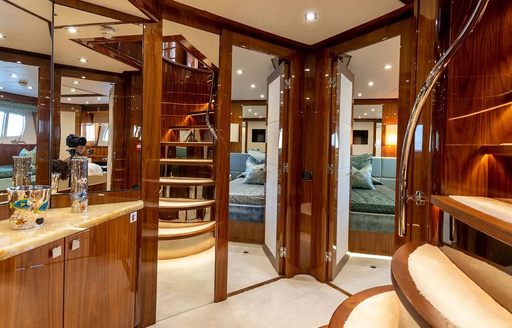 ANYA luxury yacht interiors, with corridor and steps