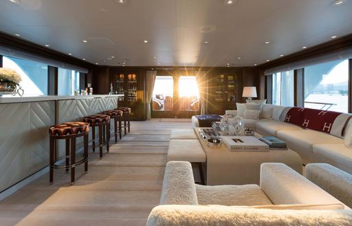 Sky lounge on board charter yacht FLAG