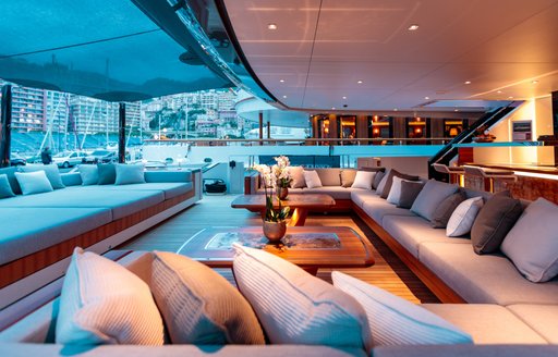 aft deck seating on board luxury yacht VERTIGE