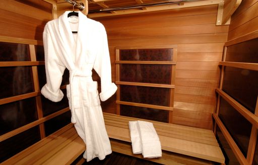 Sauna in the master suite of motor yacht Ocean Pearl