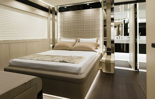 Guest cabin onboard boat charter SANCTUARY, double forward-facing berth