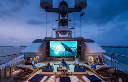 Outdoor cinema on board charter yacht CALYPSO