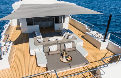 Overview of the sun pads onboard charter yacht S7 