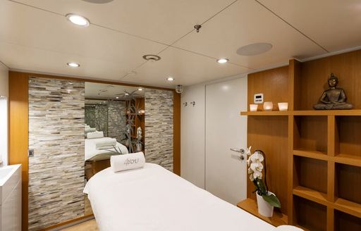 Massage cabin on board charter yacht REVELRY