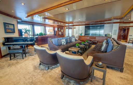 Main salon onboard charter yacht ARBEMA