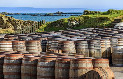 whiskey distillery by the coast of Scotland