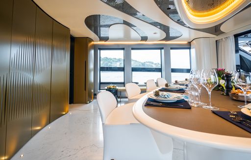 Dining on board charter yacht PANDION PEARL
