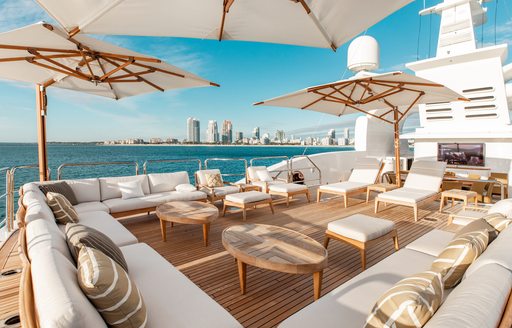 lounging area onboard superyacht lumiere