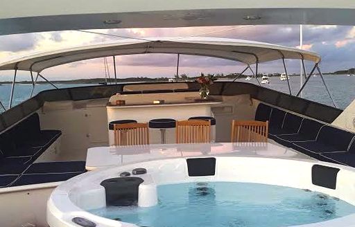 The Jacuzzi on the sundeck of luxury yacht Kelly Anne