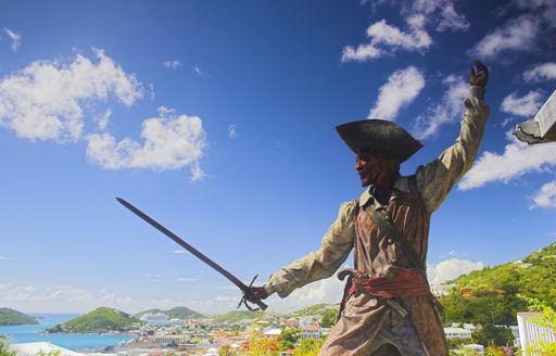 Pirate sculpture at the tropical island in Caribbean