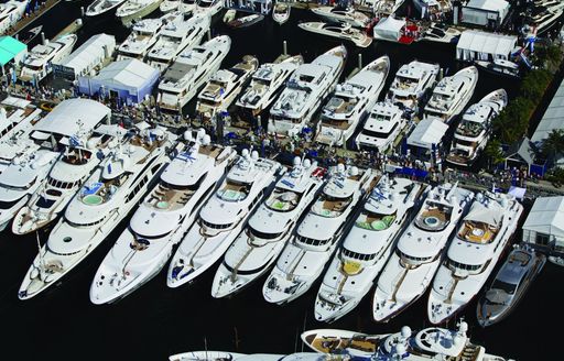 superyachts gather at the Fort Lauderdale International Boat Show