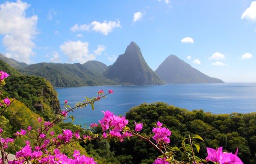 The twin pitons in St Lucia, Caribbean