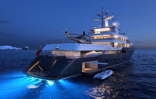 gorgeous underwater lighting onboard luxury superyacht charter Planet Nine
