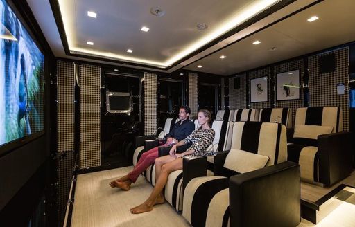Movie theatre on board charter yacht AXIOMA