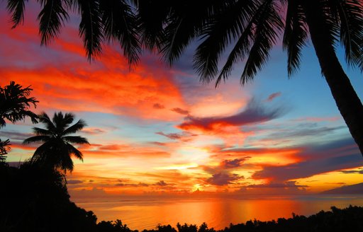 beautiful sunset in Tahiti, French Polynesia