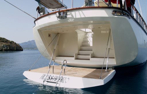 Swim platform onboard sailing yacht charter ALESSANDRO I