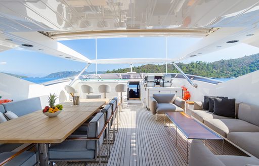 outdoor social space onboard luxury superyacht charter 