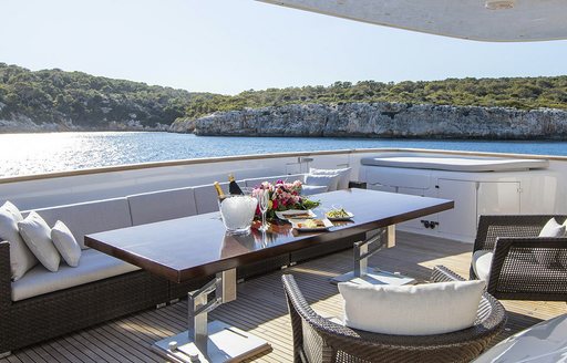 dining area on yacht always believe
