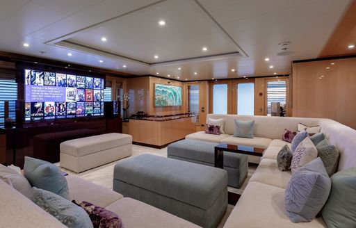 TV and entertainment room on board superyacht La Mirage