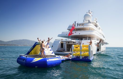Inflatable toys onboard MY Titania