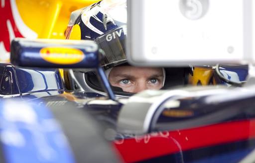 Sebastien Vettel in Red Bull car waiting to race