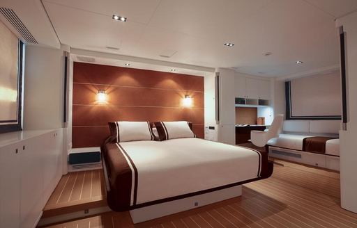 A guest stateroom on board sailing yacht P2