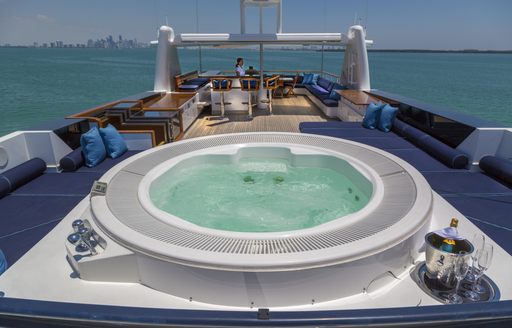 Jacuzzi on sundeck of luxury yacht Ice 5