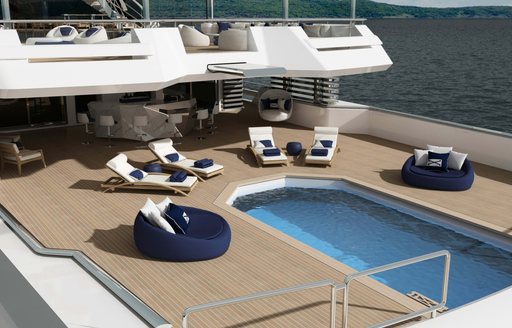 Swimming pool onboard charter yacht PROJECT X