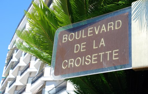 Sign for Cannes' famous Boulevard de la Croisette on the French Riviera
