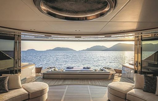Aft deck overview onboard charter yacht TOSUN