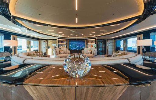 Main salon on board charter yacht PROJECT X