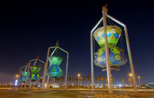 Islamic Design Monument Antique Lights Sculpture, Saudi Arabia