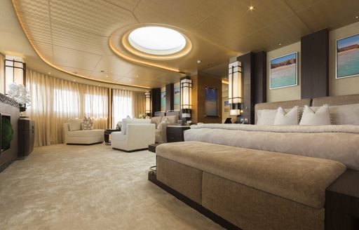 Master suite on board charter yacht NIRVANA
