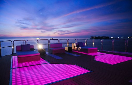 light up dancefloor on deck of superyacht magna grecia
