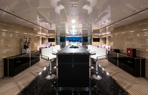 stylish sundeck bar on board charter yacht IRIMARI 