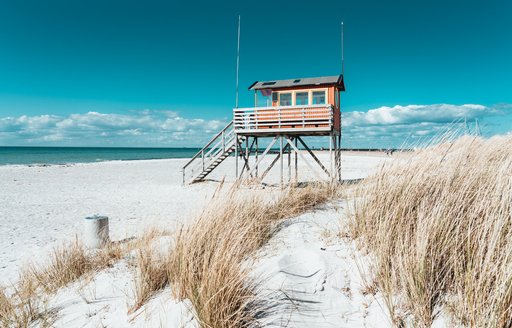 A lifeguard hut on Sweden's popular Falsterbo beach on the Swedish Riviera