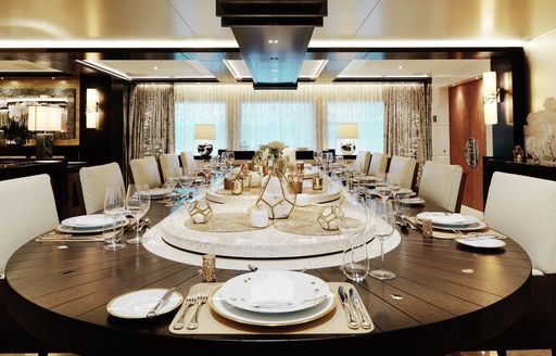 motor yacht tranquility dining area
